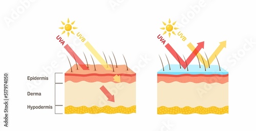 UV protection. Sunscreen lotion protect human skin from UVA, UVB ray