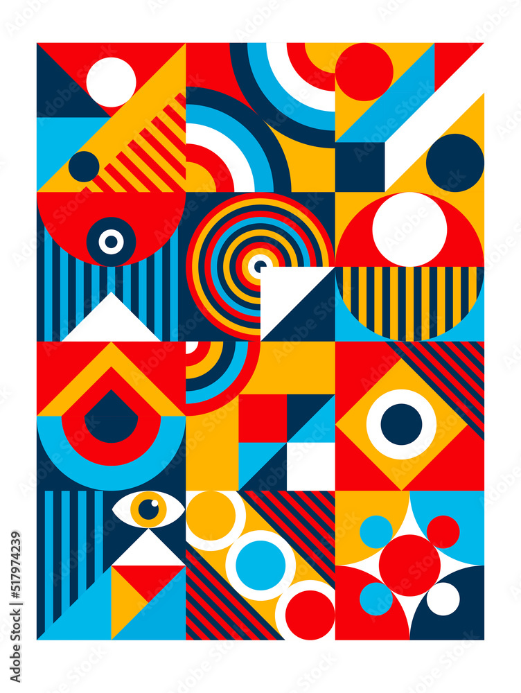 Bauhaus vector cover design 20s minimal style with geometry figures and shapes circle, triangle. square. Human psychology and mental health concept illustration. 10 eps Bauhaus vector cover design 20s minimal style with geometry figures and shapes circle, triangle. square. Human psychology and mental health concept illustration. 10 eps