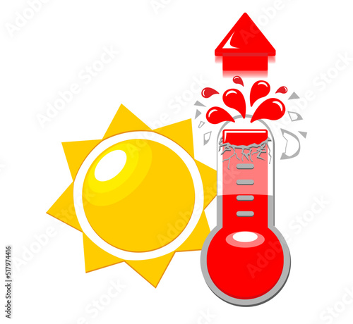 Hot weather, abnormally high temperature global warming on the planet. Vector