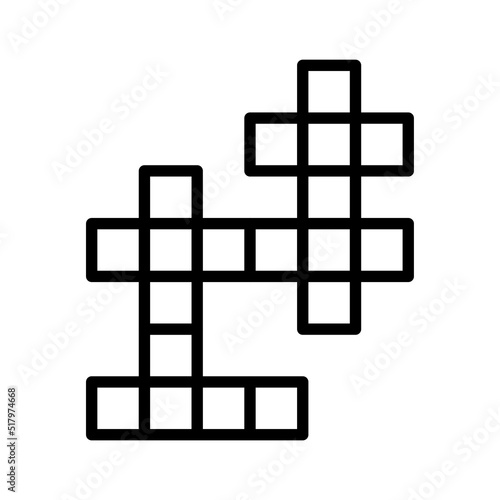 Crossword icon. Black contour linear silhouette. Front view. Editable strokes. Vector simple flat graphic illustration. Isolated object on a white background. Isolate.