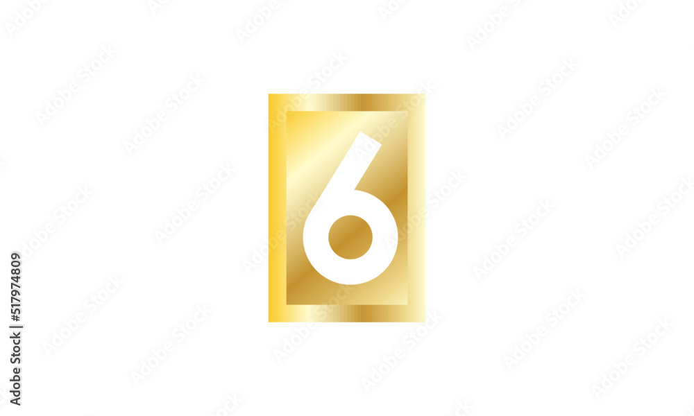 6 Number New Gold Modern Square Logo 6 Number New Gold Modern Square Logo
