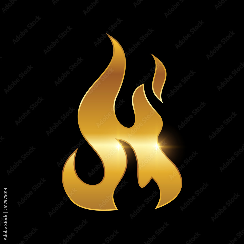 Golden Fire Flame Symbol Logo Sign Golden Fire Flame Symbol Logo Sign