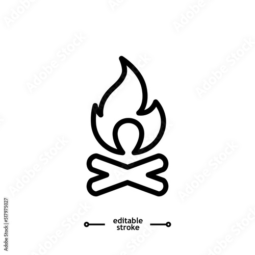 Fire flame icon vector, sign, symbol, logo, illustration, editable stroke, flat design style isolated on white linear