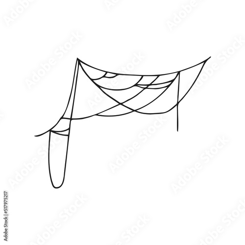 Halloween 2022 - October 31. A traditional holiday, the eve of All Saints Day, All Hallows Eve. Trick or treat. Vector illustration in hand-drawn doodle style. A ragged spider web.