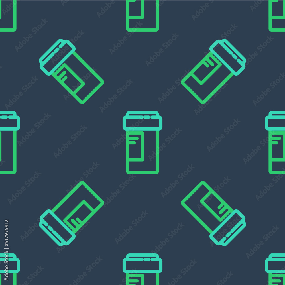 Line Medicine bottle icon isolated seamless pattern on blue background. Bottle pill sign. Pharmacy design. Vector Line Medicine bottle icon isolated seamless pattern on blue background. Bottle pill sign. Pharmacy design. Vector