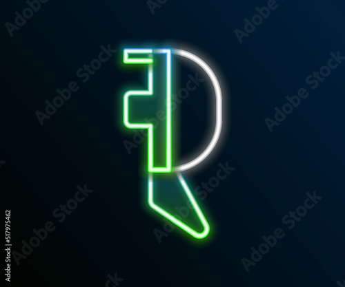 Glowing neon line Fencing helmet mask icon isolated on black background. Traditional sport defense. Colorful outline concept. Vector
