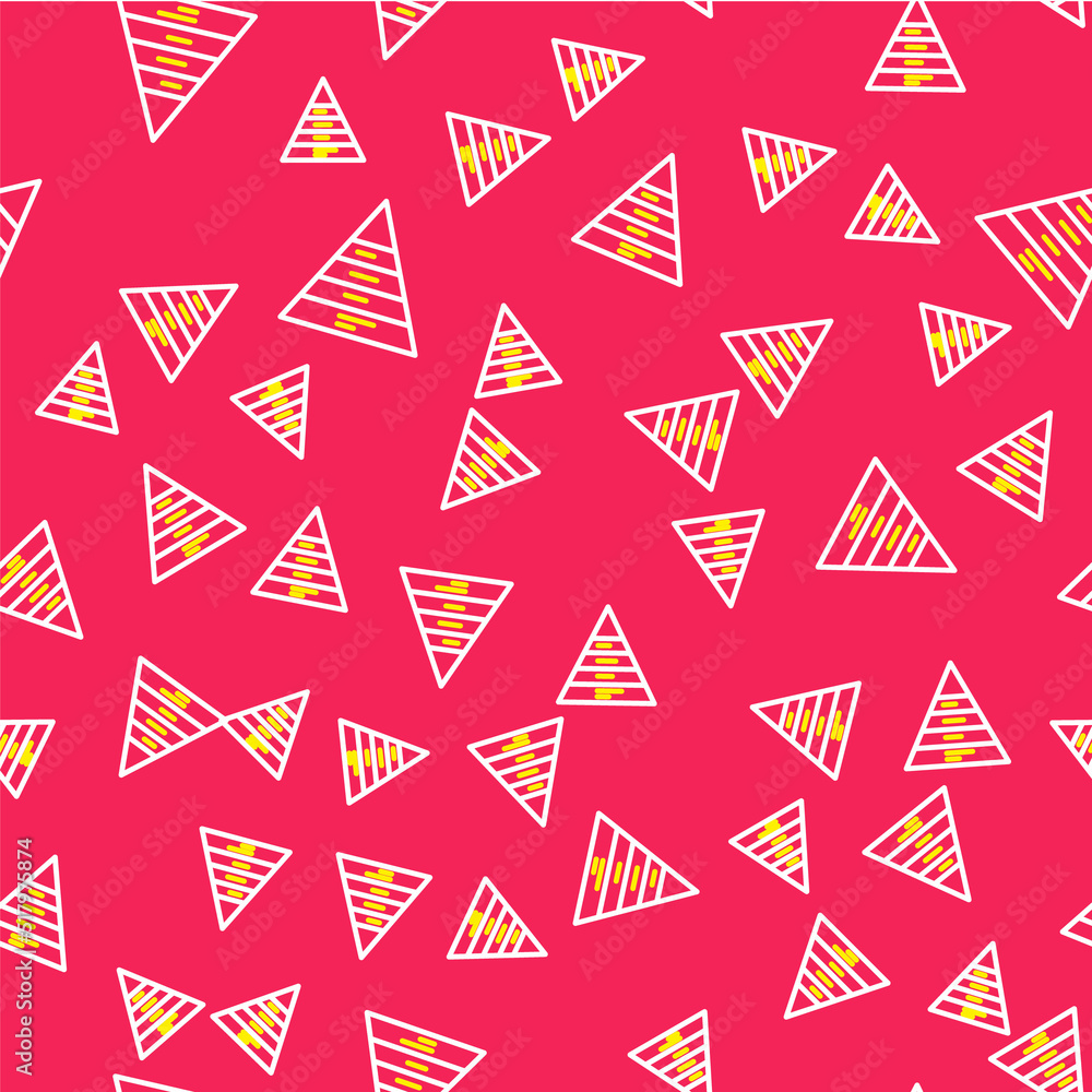 Line Business pyramid chart infographics icon isolated seamless pattern on red background. Pyramidal stages graph elements. Vector Line Business pyramid chart infographics icon isolated seamless pattern on red background. Pyramidal stages graph elements. Vector