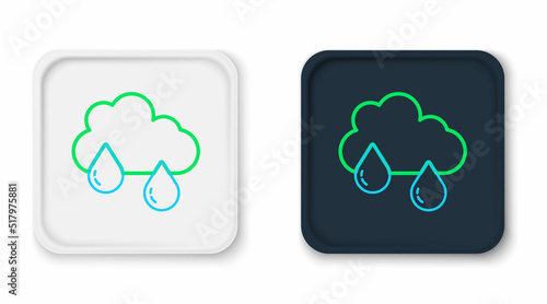 Line Cloud with rain icon isolated on white background. Rain cloud precipitation with rain drops. Colorful outline concept. Vector