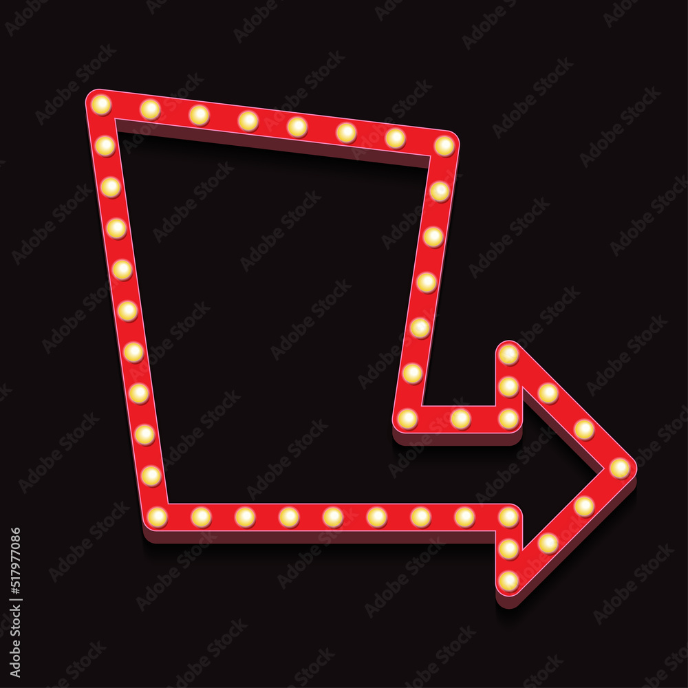 Vector retro lightbox template realistic style with lightbulb isolated on black background for party poster, banner advertising, promotion and sale billboard, cinema, bar show. 10 eps