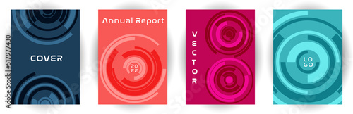 Annual report cover page layout vector collection with aim goal circle pattern concept.