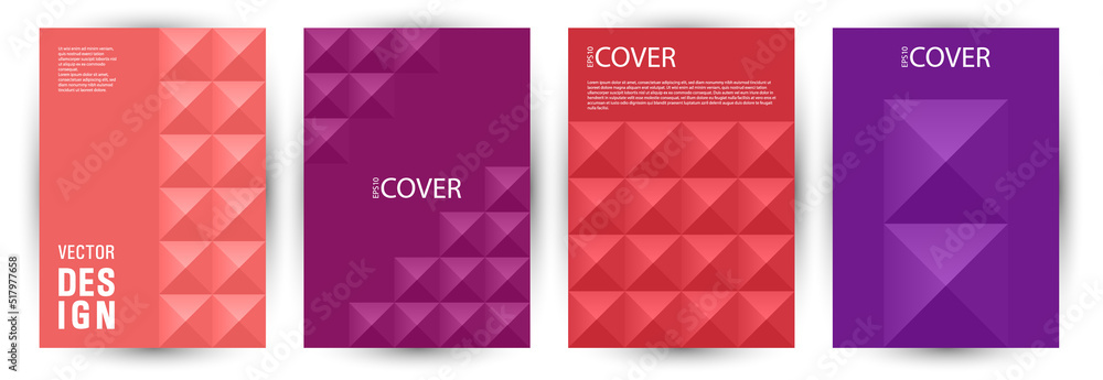 Corporate notebook front page mokup bundle vector design. Modernism style colorful voucher mockup