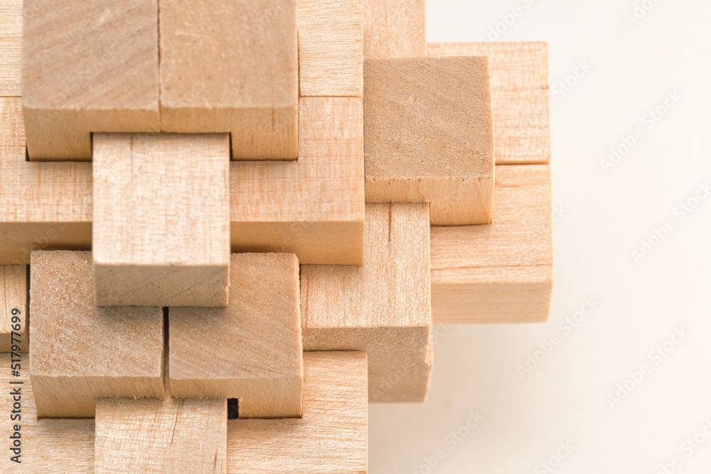 Wooden block puzzle isolated on white background. Wooden block puzzle isolated on white background.