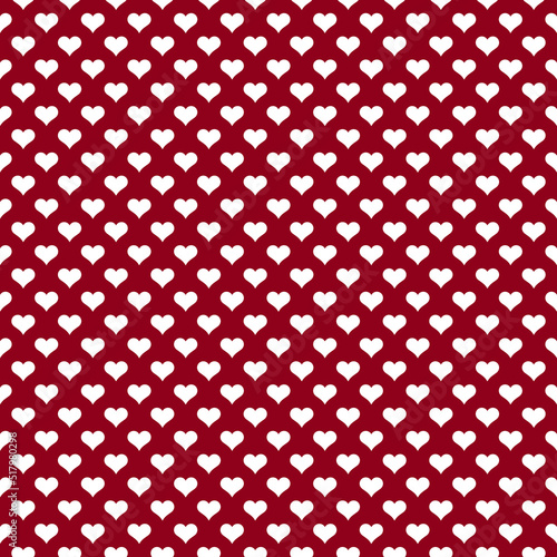 Seamless Small White Hearts on Red Background