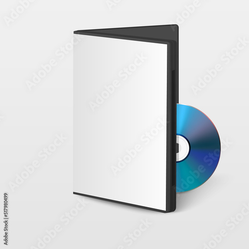 Vector 3d Realistic CD, DVD with Plastic Case Isolated on White. CD Box, Packaging Design Template for Mockup. Compact Disk Icon, Front View