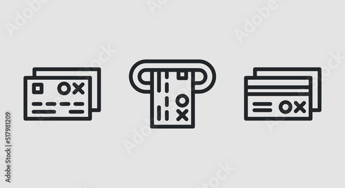 Bank card icons. Minimalistic bank card icons isolated on grey background. Icons for web design, app interface. Vector illustration