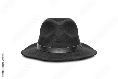 Retro black hat isolated against white background