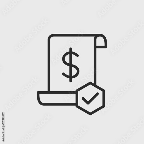 Contract icon. Simple agreement with US dollar sign and checkmark for social media, app and web design. Vector illustration 