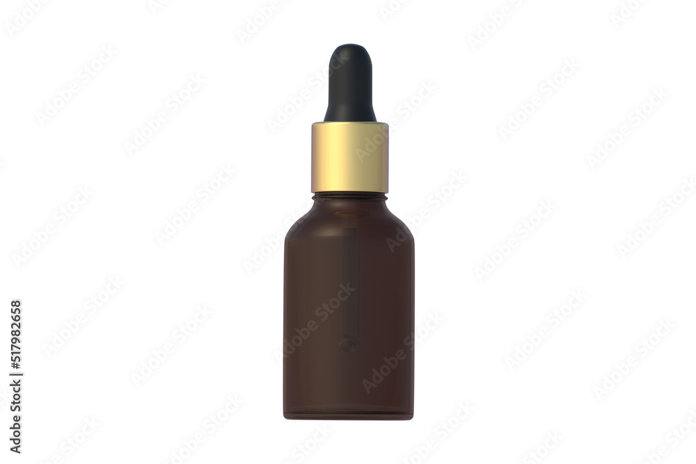 Cosmetic bottle with pipette isolated on white background. 3d render Cosmetic bottle with pipette isolated on white background. 3d render