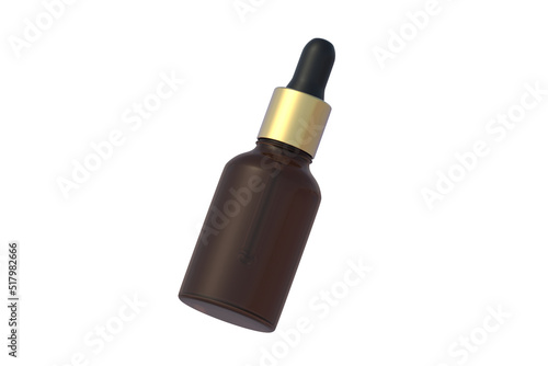 Skincare serum in dropper bottle isolated on white background. 3d render