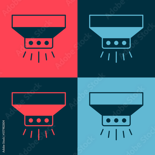 Pop art Fire sprinkler system icon isolated on color background. Sprinkler, fire extinguisher solid icon. Vector