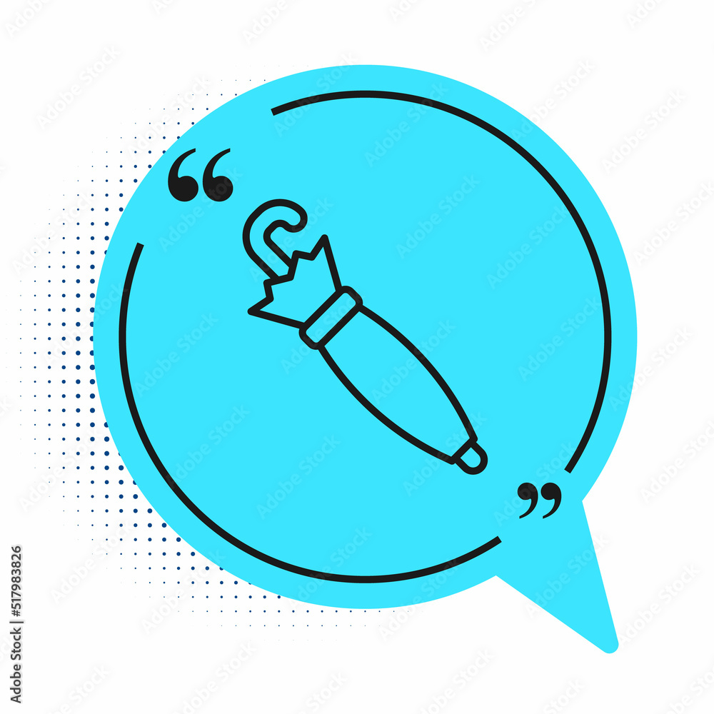 Black line Umbrella icon isolated on white background. Insurance concept. Waterproof icon. Protection, safety, security concept. Blue speech bubble symbol. Vector Black line Umbrella icon isolated on white background. Insurance concept. Waterproof icon. Protection, safety, security concept. Blue speech bubble symbol. Vector
