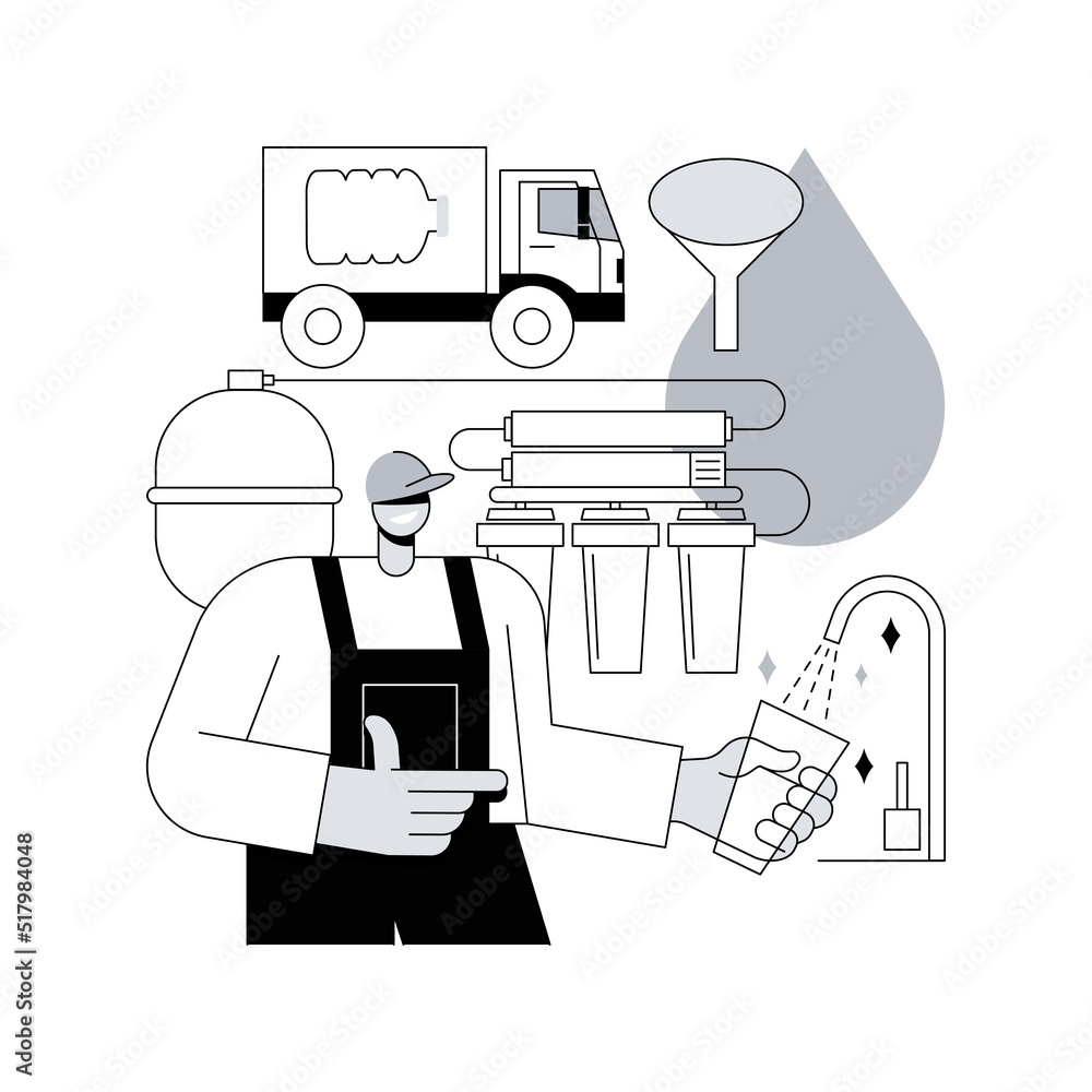 Water filtering system abstract concept vector illustration. Water ...