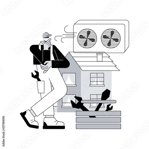 Ventilation system abstract concept vector illustration. Mechanical ventilation, airing and cooling system maintenance, exhaust fan, new air flow exchange, improve air quality abstract metaphor.