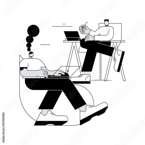 Coworking abstract concept vector illustration. Coworking for freelancers, teamwork and communication, independent activity, collaboration in shared office space, self-employed abstract metaphor.