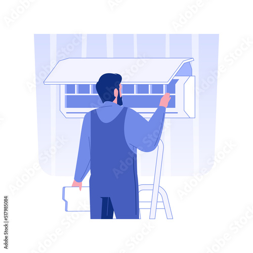 HVAC inspection isolated concept vector illustration. HVAC inspector checks air conditioner, make review and assessment, private house maintenance, provide optimal performance vector concept.