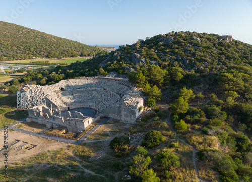 Fototapeta Naklejka Na Ścianę i Meble -  Patara Antique City Drone Photo, Mediterranean Region Lycian Way, Kas Antalya, Turkey