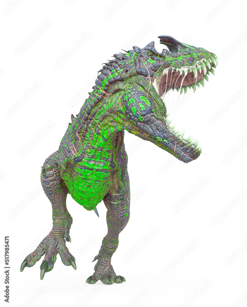 dinosaur monster is standing up with the mouth wide open on white background dinosaur monster is standing up with the mouth wide open on white background