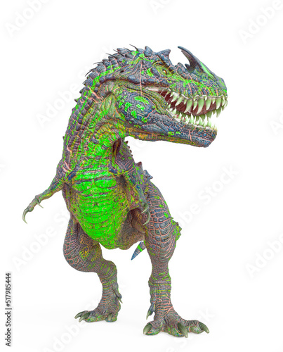 dinosaur monster is ready to attack on white background