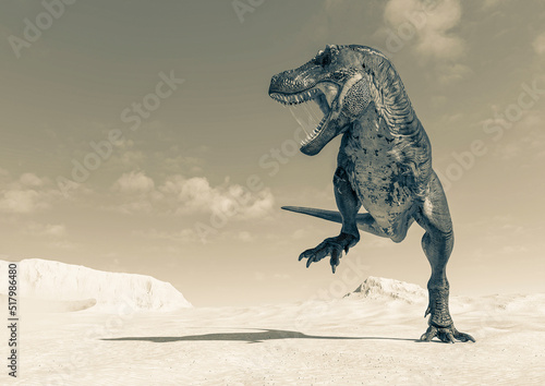 tyrannosaurus rex is afraid on desert © DM7