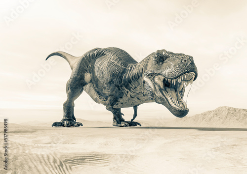 tyrannosaurus rex is on desert