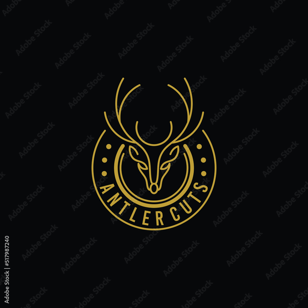 Deer Line Art Logo Design Deer Line Art Logo Design
