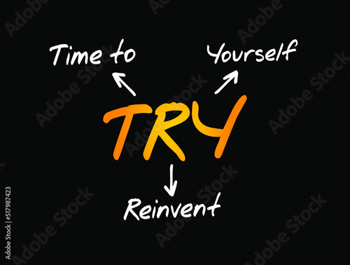 TRY - Time to Reinvent Yourself acronym, business concept background