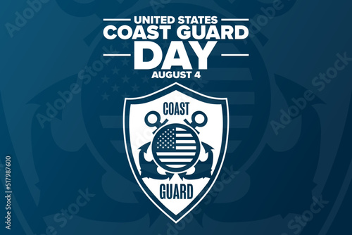 United States Coast Guard Day. August 4. Holiday concept. Template for background, banner, card, poster with text inscription. Vector EPS10 illustration.
