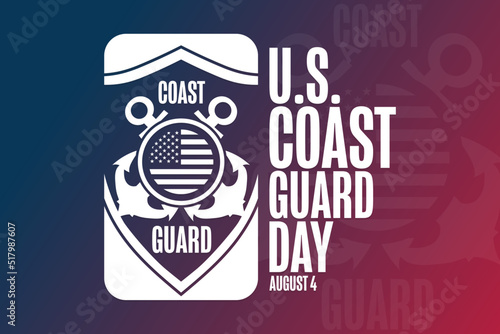 United States Coast Guard Day. August 4. Holiday concept. Template for background, banner, card, poster with text inscription. Vector EPS10 illustration.