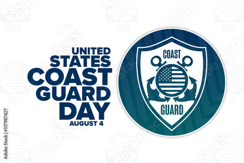 United States Coast Guard Day. August 4. Holiday concept. Template for background, banner, card, poster with text inscription. Vector EPS10 illustration.