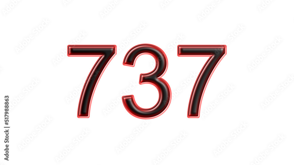 red 737 number 3d effect white background red 737 number 3d effect white background