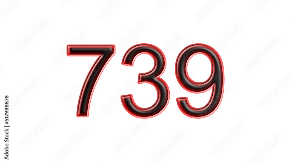 red 739 number 3d effect white background red 739 number 3d effect white background