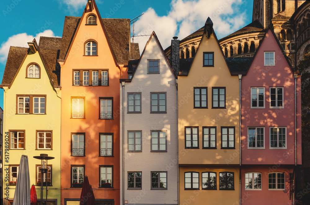 ordinary multicolored narrow houses in germany