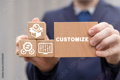 Concept of customize business product. Customization software web technology.