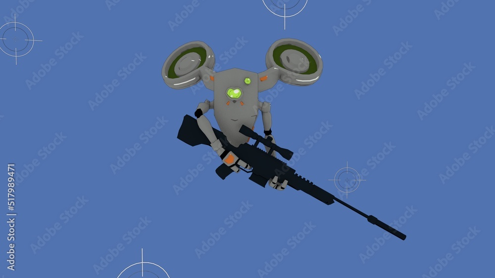keeping sniper robot blue background aim keeping sniper robot blue background aim