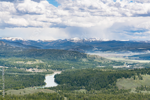 View of the Snake River Valley from Signal Mountain overlook in Grand Teton N...
