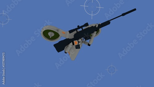 defense sniper robot blue background aim
