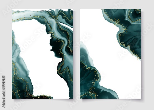 Pastel cyan mint liquid marble watercolor background with white lines and brush stains. Teal turquoise marbled alcohol ink drawing effect. Vector illustration backdrop, watercolour wedding invitation