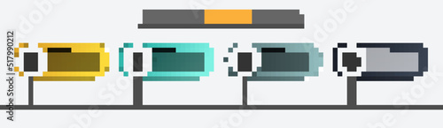 Set line Vinyl disk, Metronome with pendulum, Microphone and Drum machine. Business infographic template. Vector