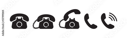 Phone vector icon. Call symbol. Old classic telephone set isolated on white background. Business illustration