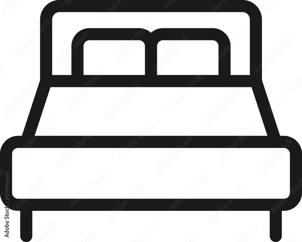 Hotel, holiday, weekend concept. Vector signs drawn in flat style. Perfect for web sites, stores, shops, books. Editable stroke. Line icon of bed Hotel, holiday, weekend concept. Vector signs drawn in flat style. Perfect for web sites, stores, shops, books. Editable stroke. Line icon of bed